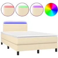 Syfax Boxspringbett mit Matratze & LED Creme 120x200 cm Stoff