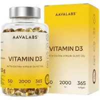 Aavalabs Natürliches Vitamin D3 2000 IE | Vit Hochdosiert 1-Jahres-Vorrat 365 St Kapseln