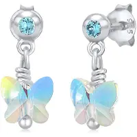Elli Paar Ohrstecker "Kinder Schmetterling mit Kristallen von Swarovski 925 Silber"