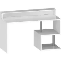 Dmora Schreibtisch Dcheryshe, linearer Schreibtisch mit Ablagefächern, Mehrzweck-Büroschreibtisch mit Platte, 140x60h93 cm, Weiß