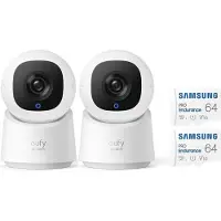 Eufy 2 -Pack Security - Innen CAM C220 + Samsung MicroSDXC 64 GB Pro - Bundel