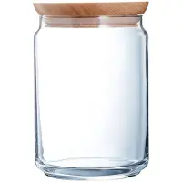 Luminarc Pure Jar - Vorratsglas mit Holzdeckel - 1L - Glas - (6er-Set).
