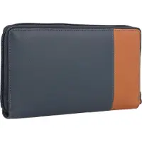 Green Burry GREENBURRY Geldbörse Duett RV-Long Wallet RFID Greyblue / Tan blaugrau