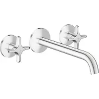 Hansgrohe AXOR One 3-Loch Waschtischarmatur Unterputzmodell für Wandmontage, Auslauf 220mm, mit Kreuzgriffen, 48140000, Farbe: Chrom
