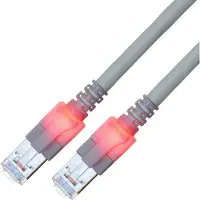 EasyLan DualBoot LED Patchkabel RJ45 S/FTP Cat.6 (Class E), mit saCon Stecker, LSOH, grau, 2 m