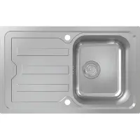 Hansgrohe S44 S440-F342 79 Einbauspüle 342 mit Abtropffläche kurz und automatischer Ablaufgarnitur, Edelstahl