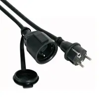 Perel Verlängerungskabel, H05RR-F 3G2,5, 5 m, 16 A/230 V, 3680 W, Typ E/F, Schuko, IP44, Gummi, schwarz