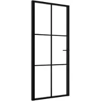 vidaXL Innentür ESG Glas und Aluminium 93x201,5 cm Schwarz