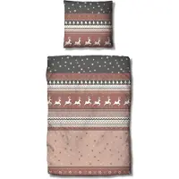 TRAUMSCHLAF Biber Bettwäsche Winterland beige 140x200 cm + 70x90 cm