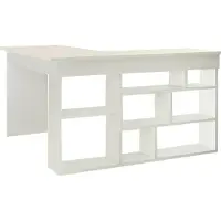Dmora Schreibtisch Dfavasul, Mehrzweckschreibtisch, Bürotisch für PC, Eckschreibtisch, 129x120h72 cm, Weiß