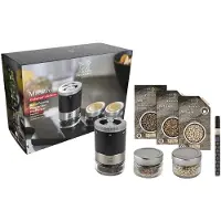 Peugeot Geschenkset MAESTRO 11cm Mattschwarz 3 Pfeffersorten Glasbehälter