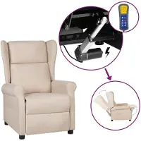 vidaXL Ohrensessel mit Liegefunktion Elektrisch Creme Stoff