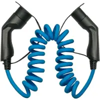 Kabelmeister E-Auto-Spiralladekabel, Typ 2 Stecker an Buchse, 32 A, 5 m, blau