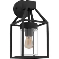 Eglo Außen-Wandlampe Trecate, 1 flammige Außenleuchte, Wandleuchte aus verzinktem Stahl, Farbe: Schwarz, Glas: klar, Fassung: E27, IP44