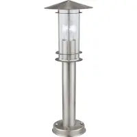 Eglo Außen-Wegelampe Lisio, 1 flammige Außenleuchte, Wegeleuchte aus Edelstahl in Silber und Glas in Transparent, E27 Fassung, IP44