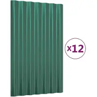 vidaXL Dachpaneele 12 Stk. Verzinkter Stahl Grün 60x36 cm