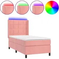 Syfax Boxspringbett mit Matratze & LED Rosa 80x200 cm Samt