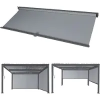 Mendler Seitenwand für Pergola MCW-L41, Pavillon Rollo Ersatzseitenwand, Stoff/Textil 3x3,7m anthrazit