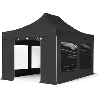 TOOLPORT 3x4,5m Aluminium Faltpavillon, inkl. 4 Seitenteile, schwarz - (600200)