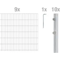 Alberts Doppelstabmattenzaun 6-5-6, Matten 2,50 m, Höhe 1,63 m, Länge 17,5 m, grün, Zaun als Komplettset, Pfosten mit Klemmlasche 60x40 mm