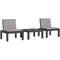 vidaXL 3-tlg. Garten-Lounge-Set mit Kissen Anthrazit PP