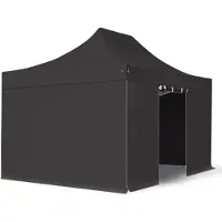 TOOLPORT 3x4,5m Aluminium Faltpavillon, inkl. 4 Seitenteile, schwarz