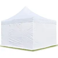 TOOLPORT 4x4m Aluminium Faltpavillon, inkl. 4 Seitenteile, weiß