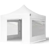 TOOLPORT 3x3m Aluminium Faltpavillon, inkl. 4 Seitenteile, weiß