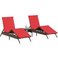 vidaXL Sonnenliegen 2 Stk. mit Tisch Braun Poly Rattan
