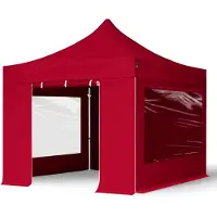 TOOLPORT 3x3m Aluminium Faltpavillon, inkl. 4 Seitenteile, rot