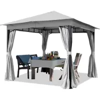 TOOLPORT Gartenpavillon 3x3 m ca. 180g/m² Dachplane Pavillon mit 4 Seitenteilen grau