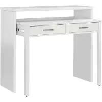 Dmora Konsolentisch Damodi, Schreibtisch mit ausziehbarer Platte, PC-Schreibtisch mit 2 Schubladen, 99x36h88 cm, Weiß