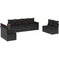 vidaXL 8-tlg. Garten-Sofagarnitur mit Kissen Schwarz Poly Rattan