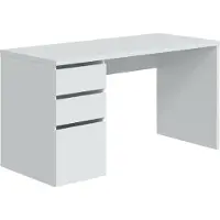 Dmora Schreibtisch Reedsport 138x60x74h cm Weiß 3 Schubladen
