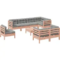 vidaXL 9-tlg. Garten-Sofagarnitur mit Kissen Massivholz Douglasie