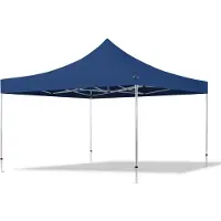TOOLPORT 4x4m Aluminium Faltpavillon, ohne Seitenteile, dunkelblau