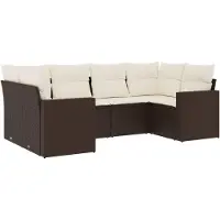 vidaXL 6-tlg. Garten-Sofagarnitur mit Kissen Braun Poly Rattan