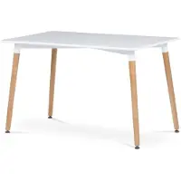 Autronic Moderner Esstisch Esstisch 120x80x74 cm, MDF-Metallstruktur - weißer Mattlack, Holzbeine (DT-304 WT)