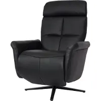 Mendler Relaxsessel HWC-L10, Design Fernsehsessel TV-Sessel Liegesessel, Liegefunktion drehbar, Voll-Leder schwarz