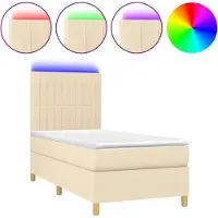 Syfax Boxspringbett mit Matratze & LED Creme 90x200 cm Stoff