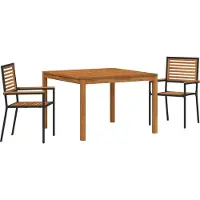 vidaXL Möbel 3-teiliges Garten Essset Schwarz Poly-Rattan Akazie, Stapelbare Gartenstühle mit Kissen 2 Stück Schwarz Poly-Rattan - Gartenstühle 3365529