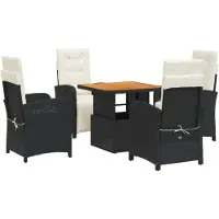 vidaXL 5-tlg. Garten-Essgruppe mit Kissen Schwarz Poly Rattan