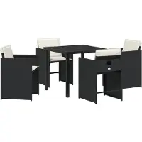 vidaXL Möbel 5-teiliges Garten-Dining-Set mit Kissen Schwarz Poly-Rattan - Gartenstühle 3379972