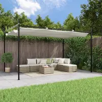 vidaXL Cloris Designermöbel Pergola mit Schiebedach Creme 395x292x230 cm 2024 Neu