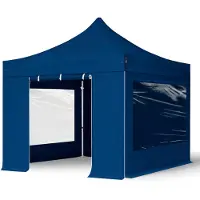 TOOLPORT 3x3m Aluminium Faltpavillon, inkl. 4 Seitenteile, dunkelblau