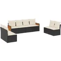 vidaXL 8-tlg. Garten-Sofagarnitur mit Kissen Schwarz Poly Rattan