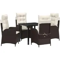 vidaXL Möbel 5-teiliges Garten-Dining-Set mit Kissen Braunes Poly-Rattan - Gartenstühle 3380492