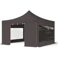 TOOLPORT 4x4m Aluminium Faltpavillon, inkl. 4 Seitenteile, dunkelgrau
