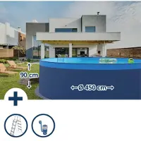 Summer Fun Stahlwandpool Set rund Acapulco 450x90 cm, Stahl 0,3 mm anthrazit, Folie 0,2 mm sand, overlap