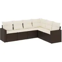 vidaXL 6-tlg. Garten-Sofagarnitur mit Kissen Braun Poly Rattan